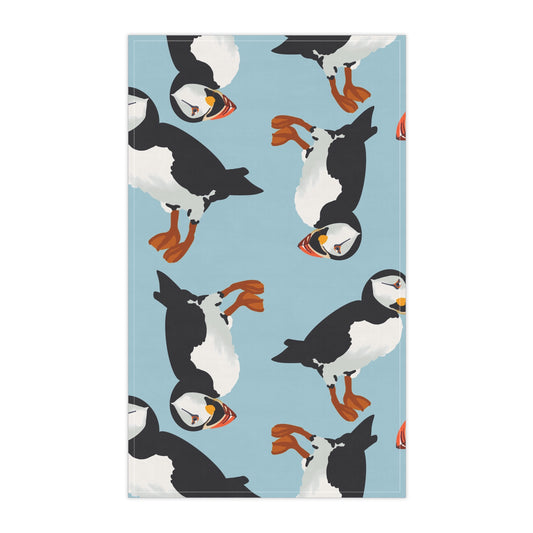 Puffin Pattern Tea Towel | Bird Lover Kitchen Decor
