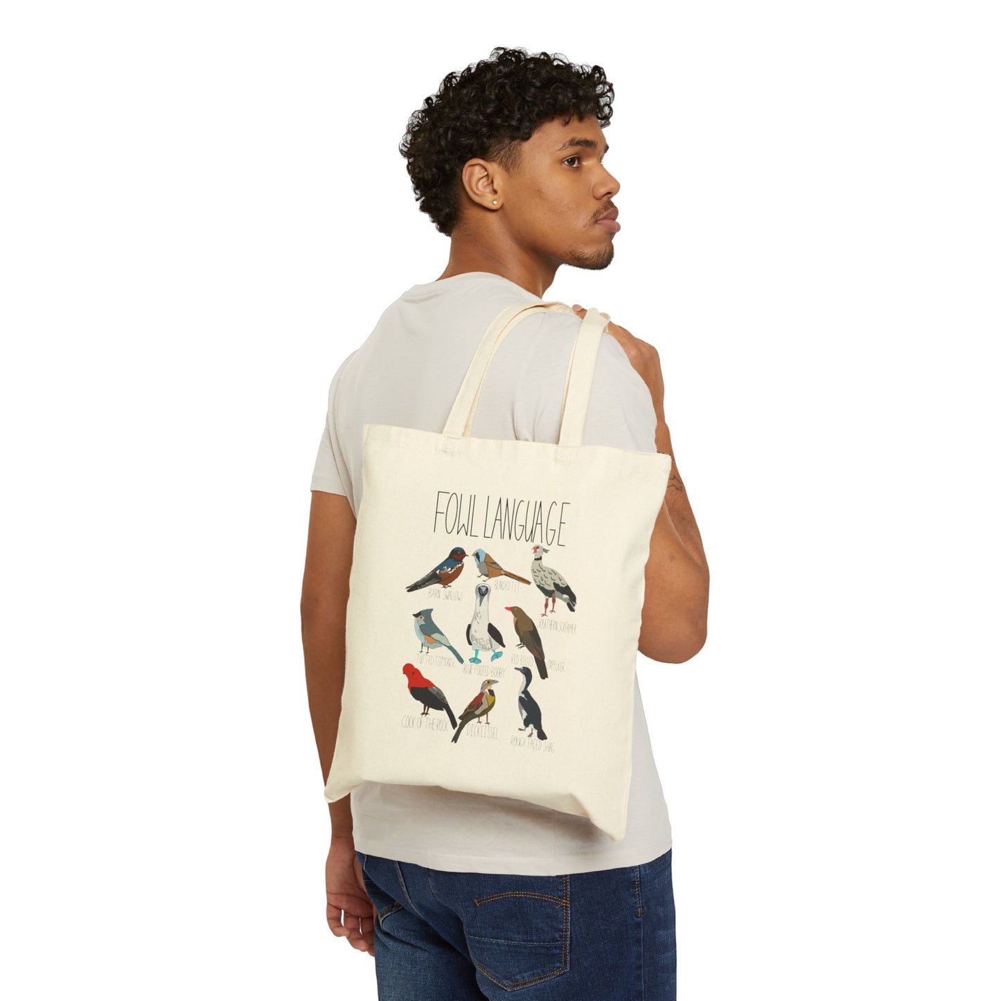 Fowl Language Canvas Tote Bag - Eco-Friendly Bird Design for Nature Lovers