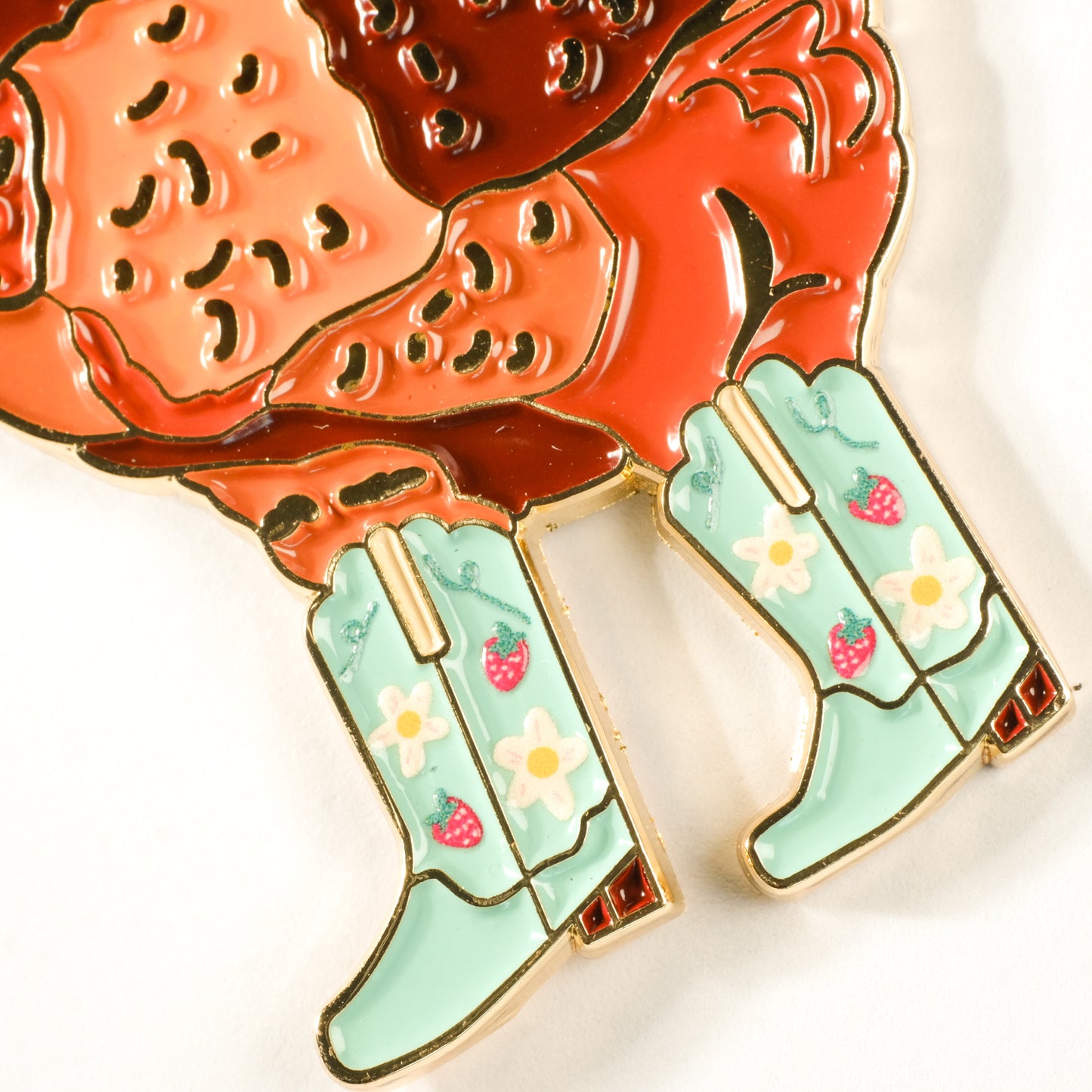 Strawberry Cowgirl Chicken Enamel Keychain | 2" Enamel Bag Charm