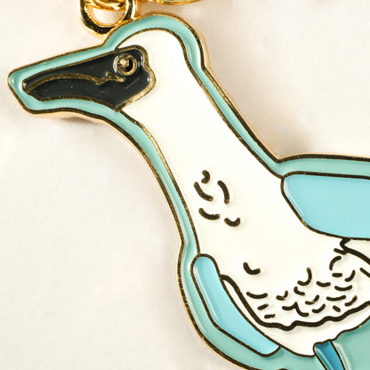 I Love Boobies Blue-Footed Booby Enamel Keychain | 2" Enamel Bag Charm