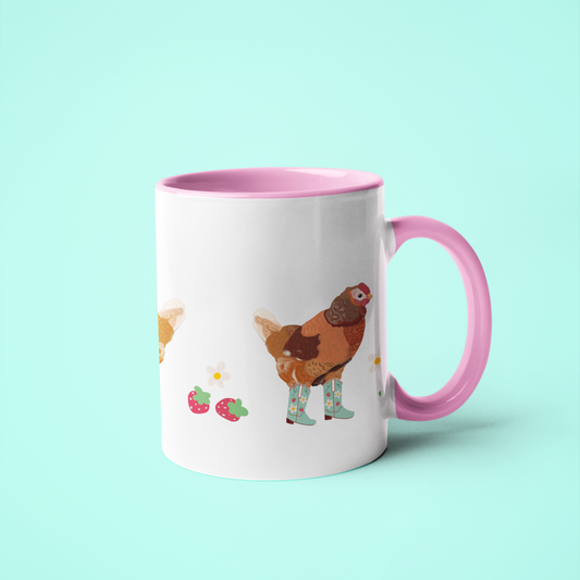 Berry Cowgirl Chicken, Farmhouse Coffee Mug, Cute Animal Design