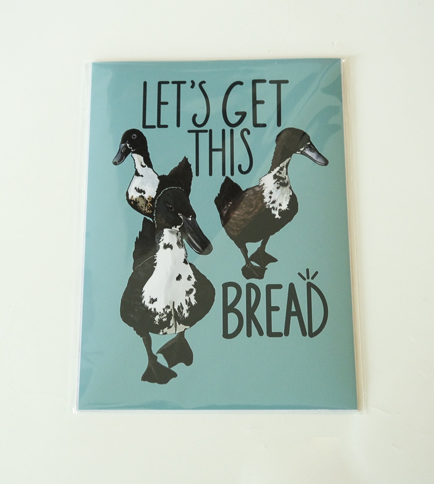 Let’s Get This Bread Duck Art Print – Funny Farm Animal Wall Art, Duck Pun Print for Kitchen, Office or Gift