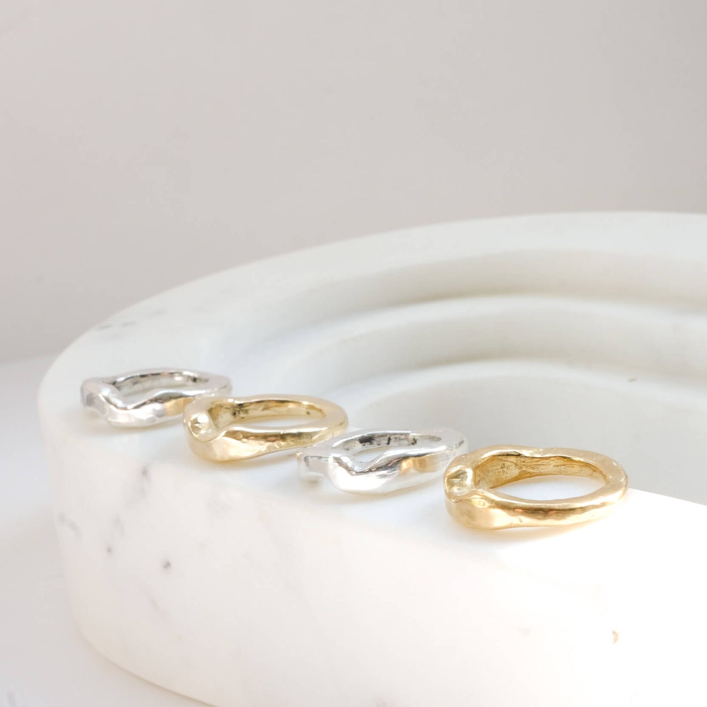 Sculpted Arch Solid Ring - Brass & Sterling Silver