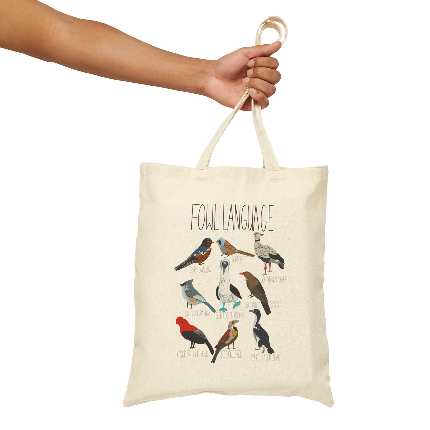 Fowl Language Canvas Tote Bag - Eco-Friendly Bird Design for Nature Lovers
