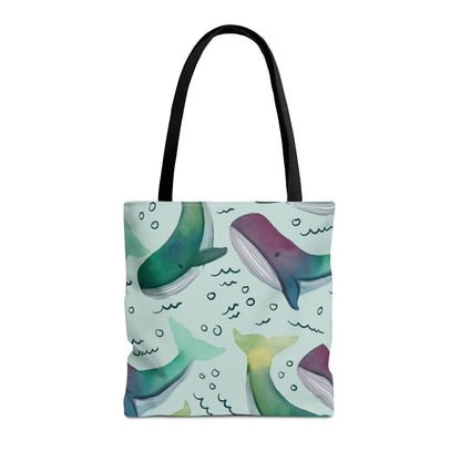 Watercolor Whale Tote Bag | Eco-Friendly Reusable Bag for Ocean Lovers