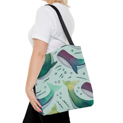Watercolor Whale Tote Bag | Eco-Friendly Reusable Bag for Ocean Lovers