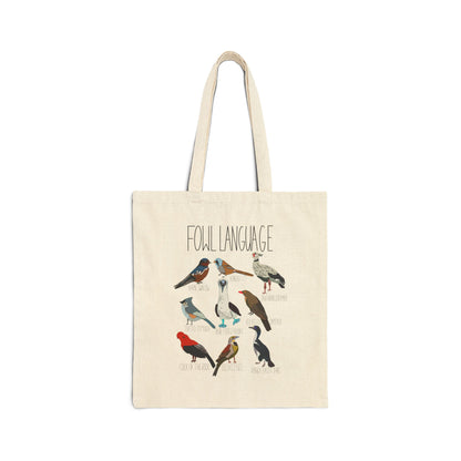 Fowl Language Canvas Tote Bag - Eco-Friendly Bird Design for Nature Lovers