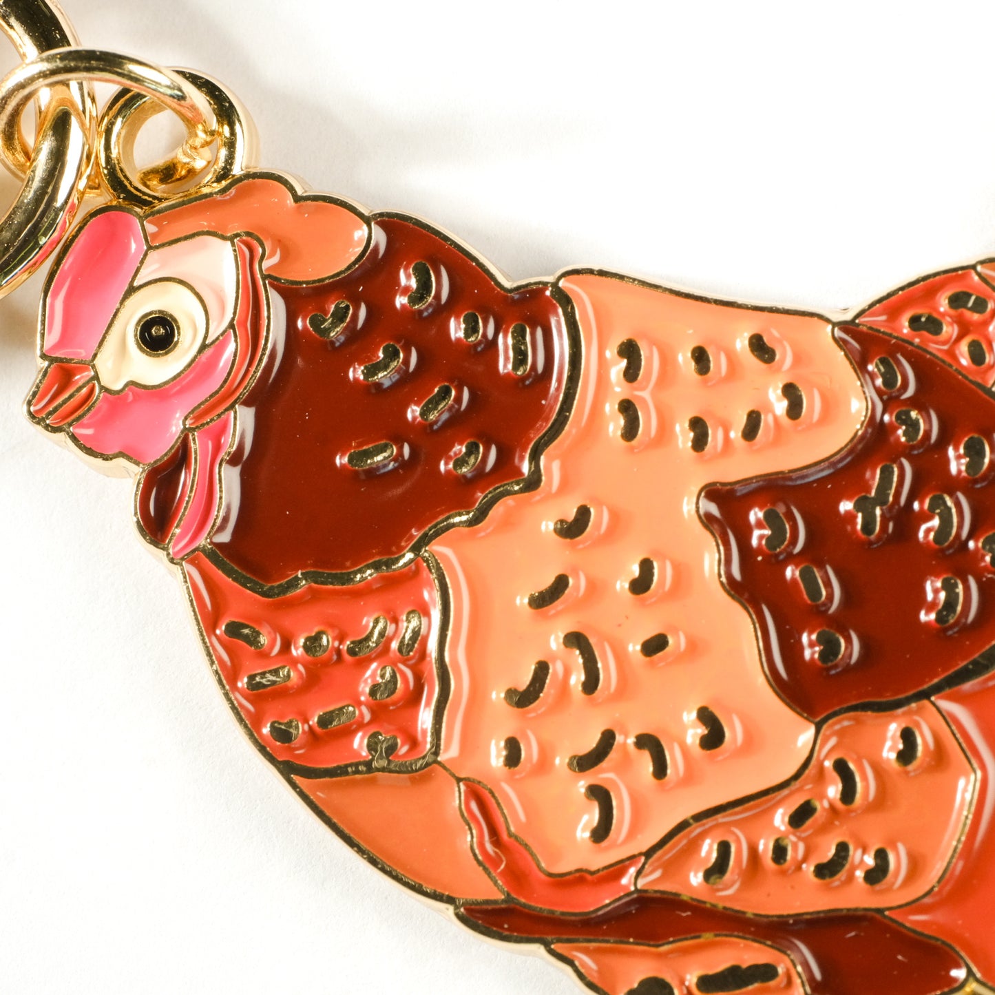 Strawberry Cowgirl Chicken Enamel Keychain | 2" Enamel Bag Charm