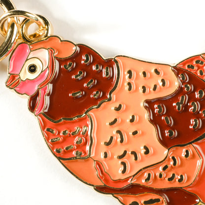 Strawberry Cowgirl Chicken Enamel Keychain | 2" Enamel Bag Charm