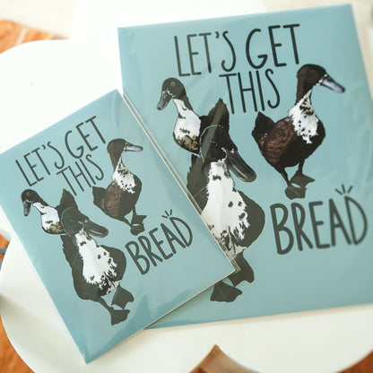 Let’s Get This Bread Duck Art Print – Funny Farm Animal Wall Art, Duck Pun Print for Kitchen, Office or Gift