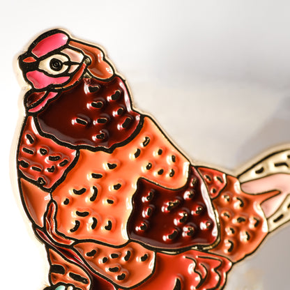 Cowgirl Chicken Enamel Pin