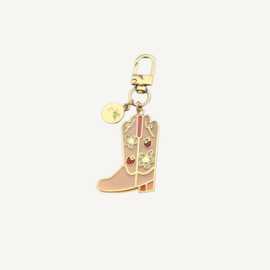 Cowgirl Boot Keychain, Western Enamel Charm