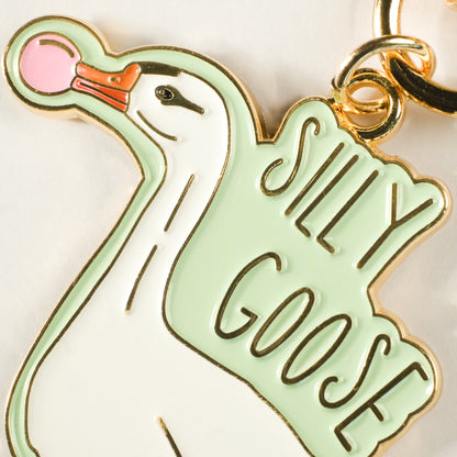 Silly Goose Enamel Keychain | 2" Enamel Bag Charm