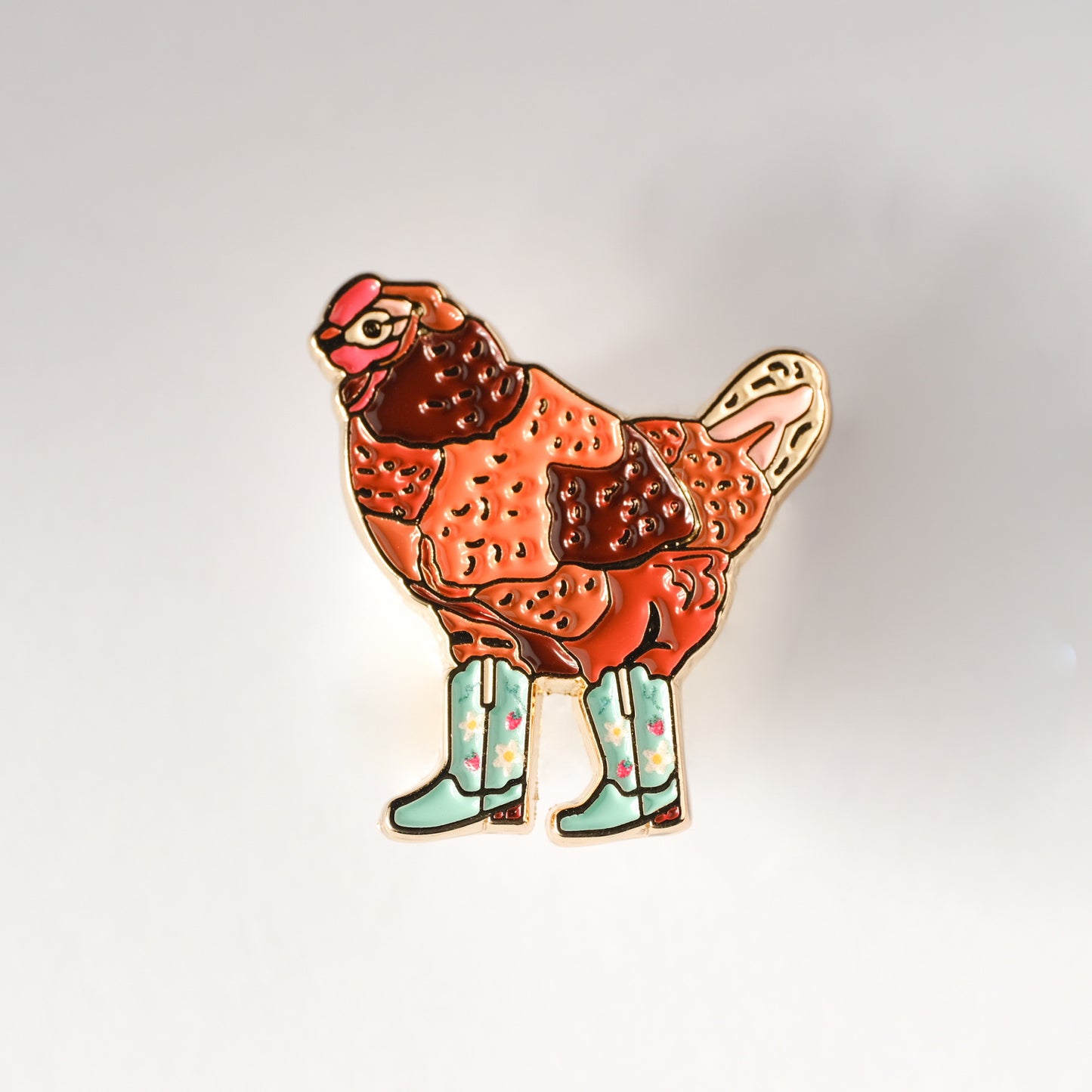 Cowgirl Chicken Enamel Pin