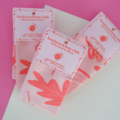 Group of Backyard Bug Club Insect & Garden Cotton Bandana products arranged together