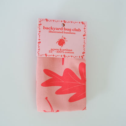 Backyard Bug Club Insect & Garden Cotton Bandana photographed on a white background