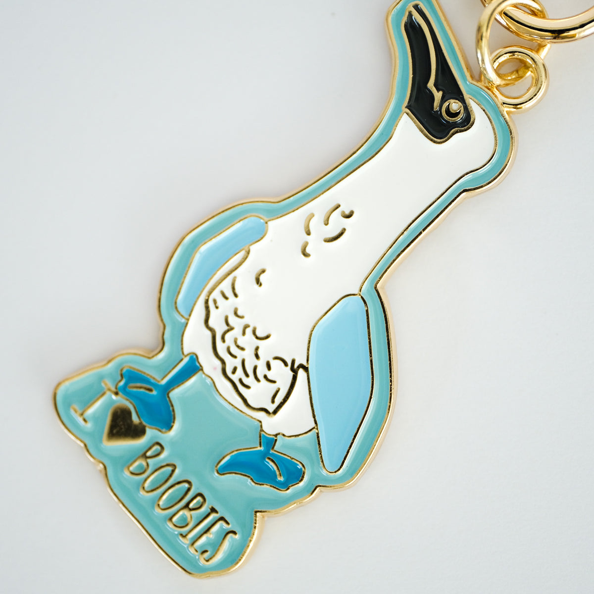 I Love Boobies Blue-Footed Booby Keychain