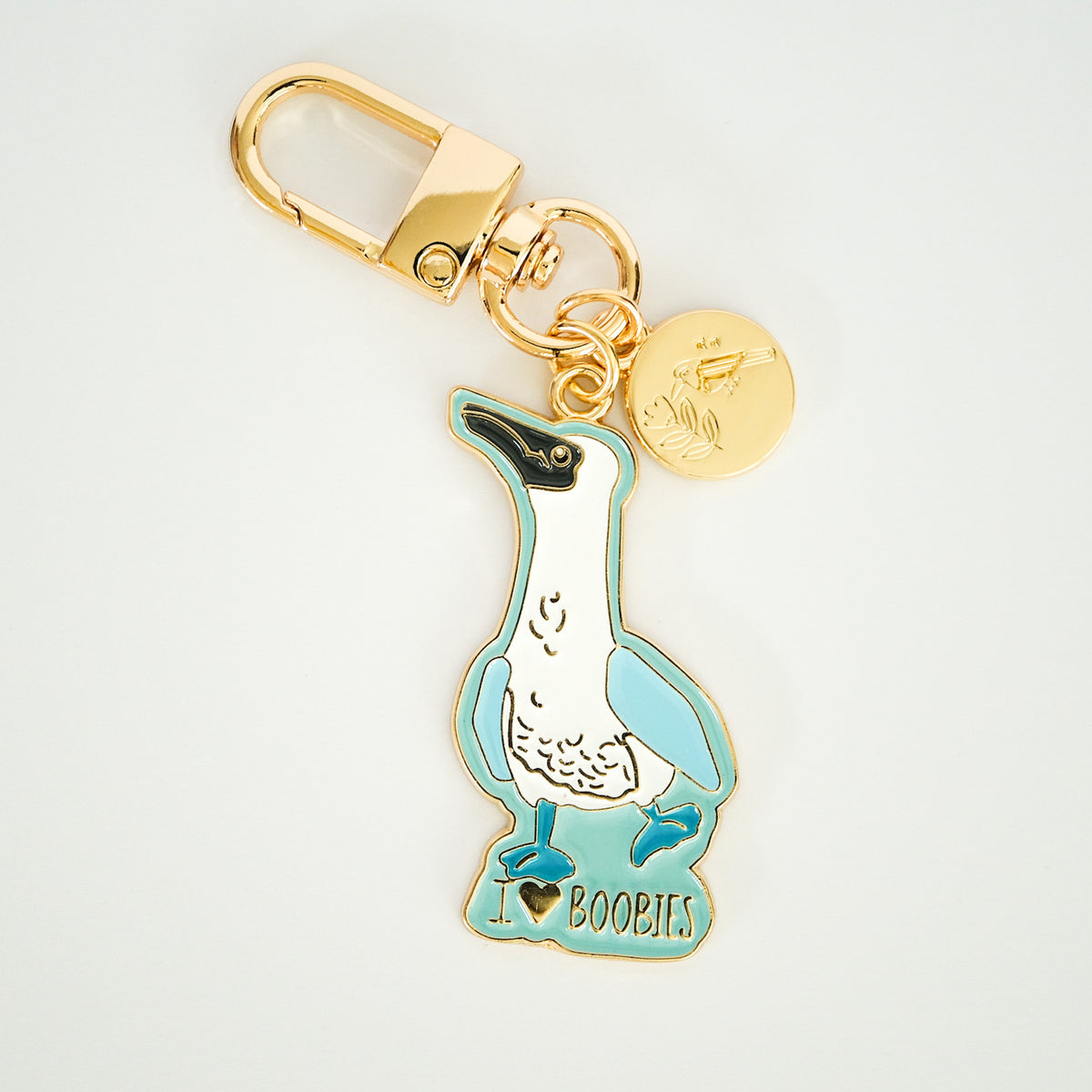 I Love Boobies Blue-Footed Booby Keychain