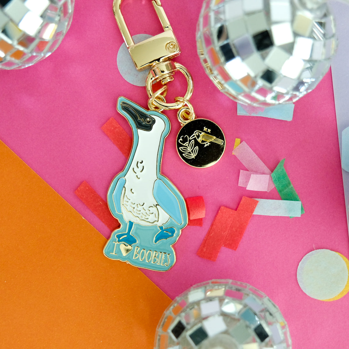 I Love Boobies Blue-Footed Booby Keychain