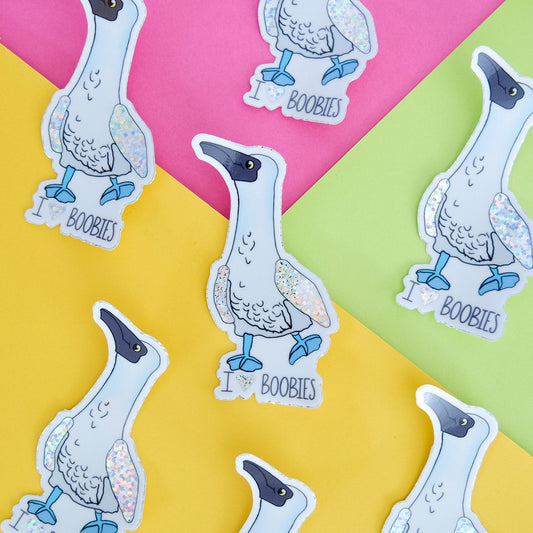 I Love Boobies Blue-Footed Booby Vinyl Sticker