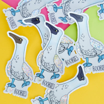 I Love Boobies Blue-Footed Booby Vinyl Sticker