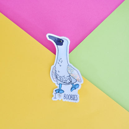 I Love Boobies Blue-Footed Booby Vinyl Sticker