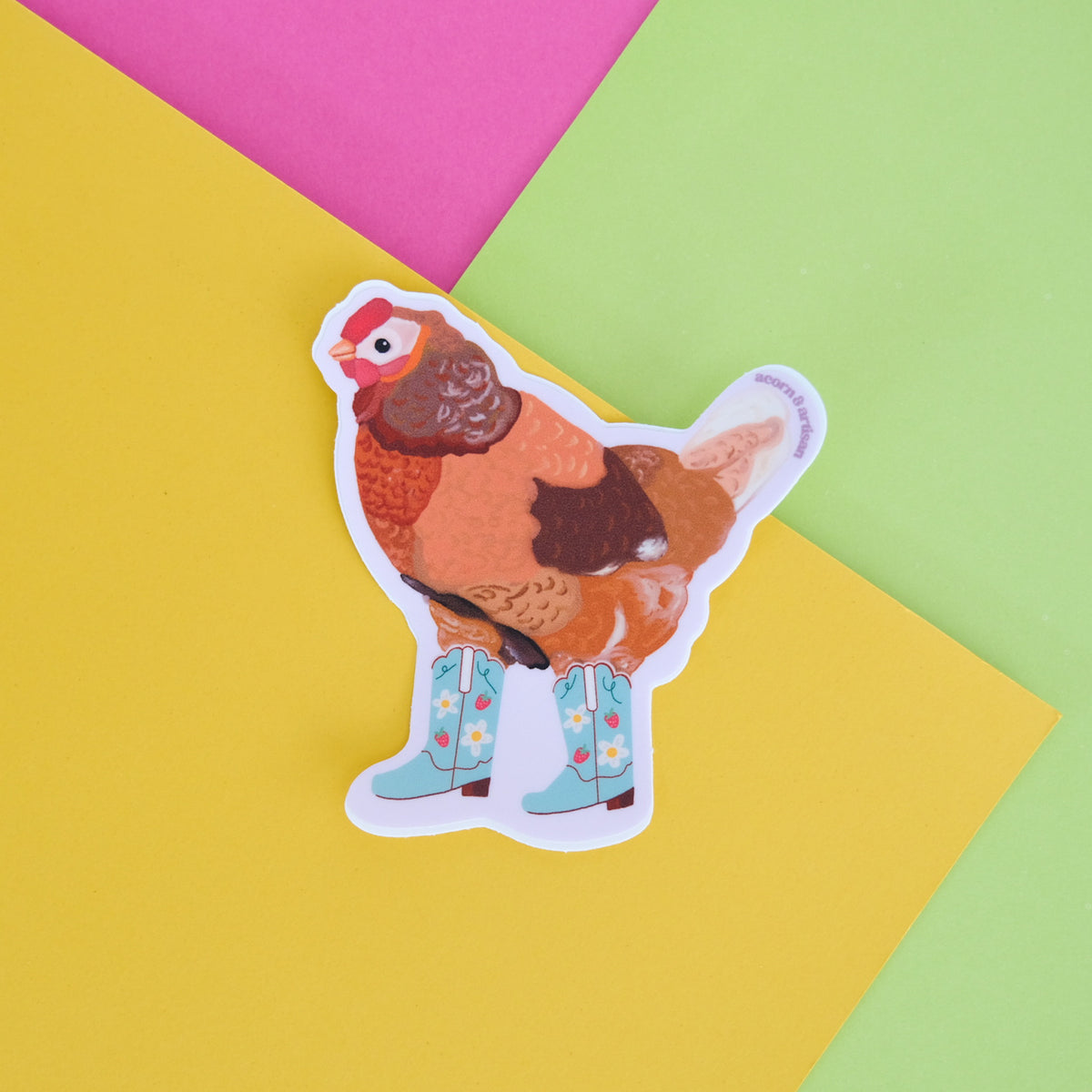 Cowgirl Chicken Vinyl Sticker