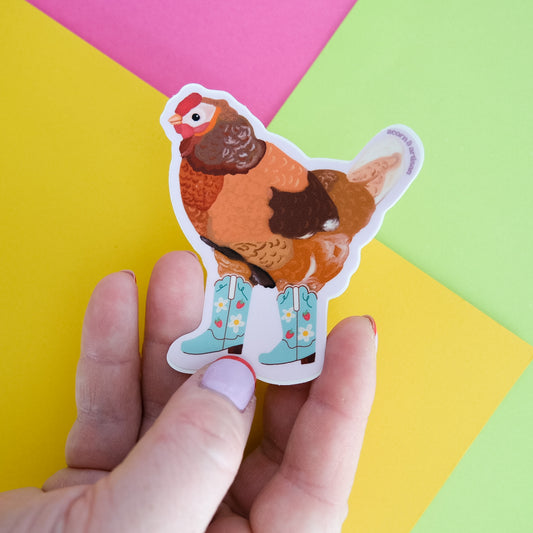 Cowgirl Chicken Vinyl Sticker