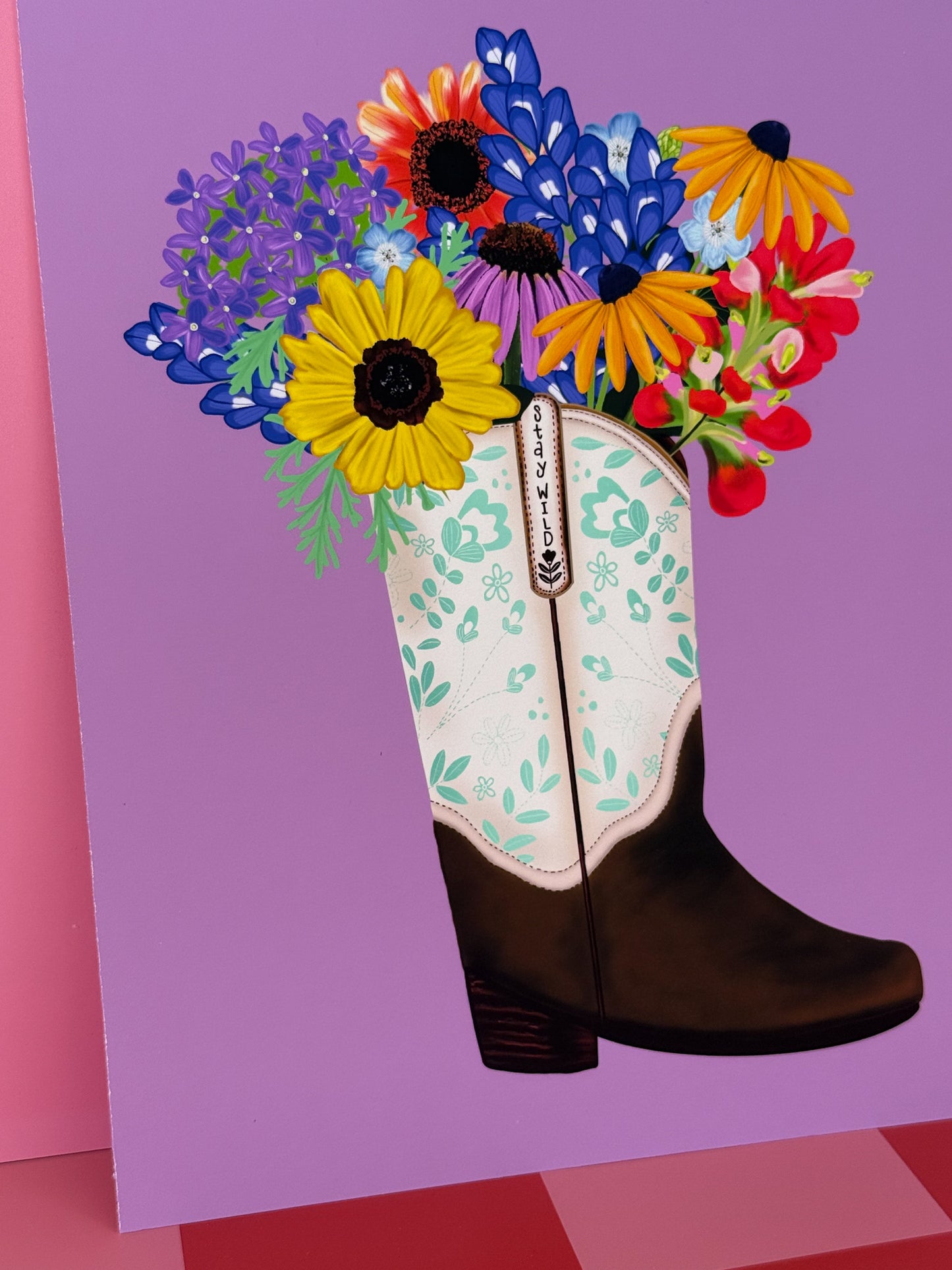 Cowgirl Boot Wildflower Art Print – Western Wall Art