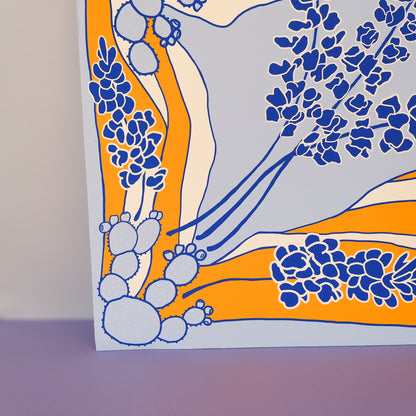 Art Print – Texas Hill Country Bluebonnets Illustration