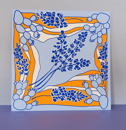 Art Print – Texas Hill Country Bluebonnets Illustration