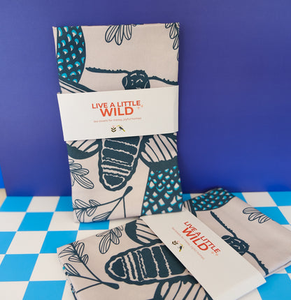 Texas Night & Brush Tea Towel | Moth & Snake Cotton Flour Sack 16" × 28"