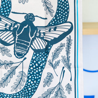 Texas Night & Brush Tea Towel | Moth & Snake Cotton Flour Sack 16" × 28"