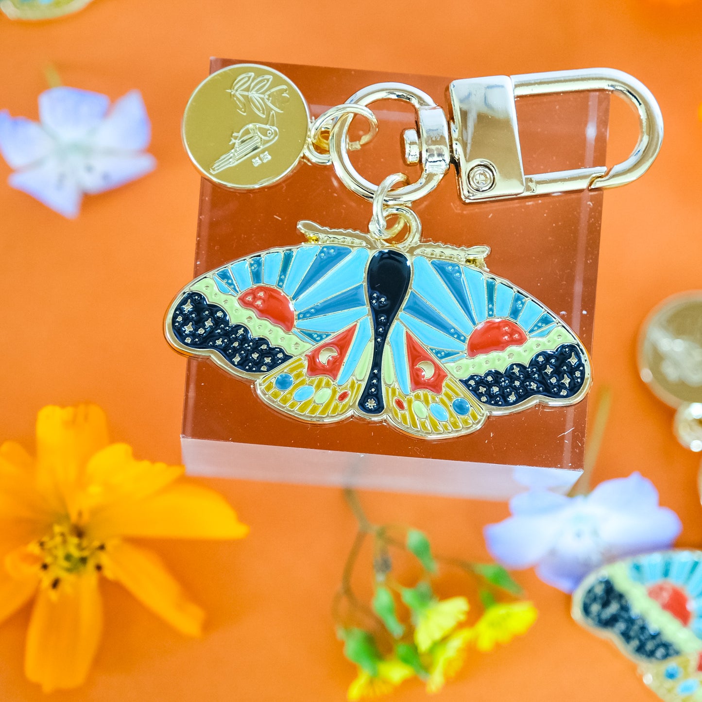 Cosmic Moth Enamel Keychain | 2" Hard Enamel