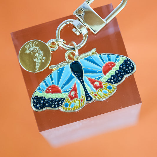 Cosmic Moth Enamel Keychain | 2" Hard Enamel