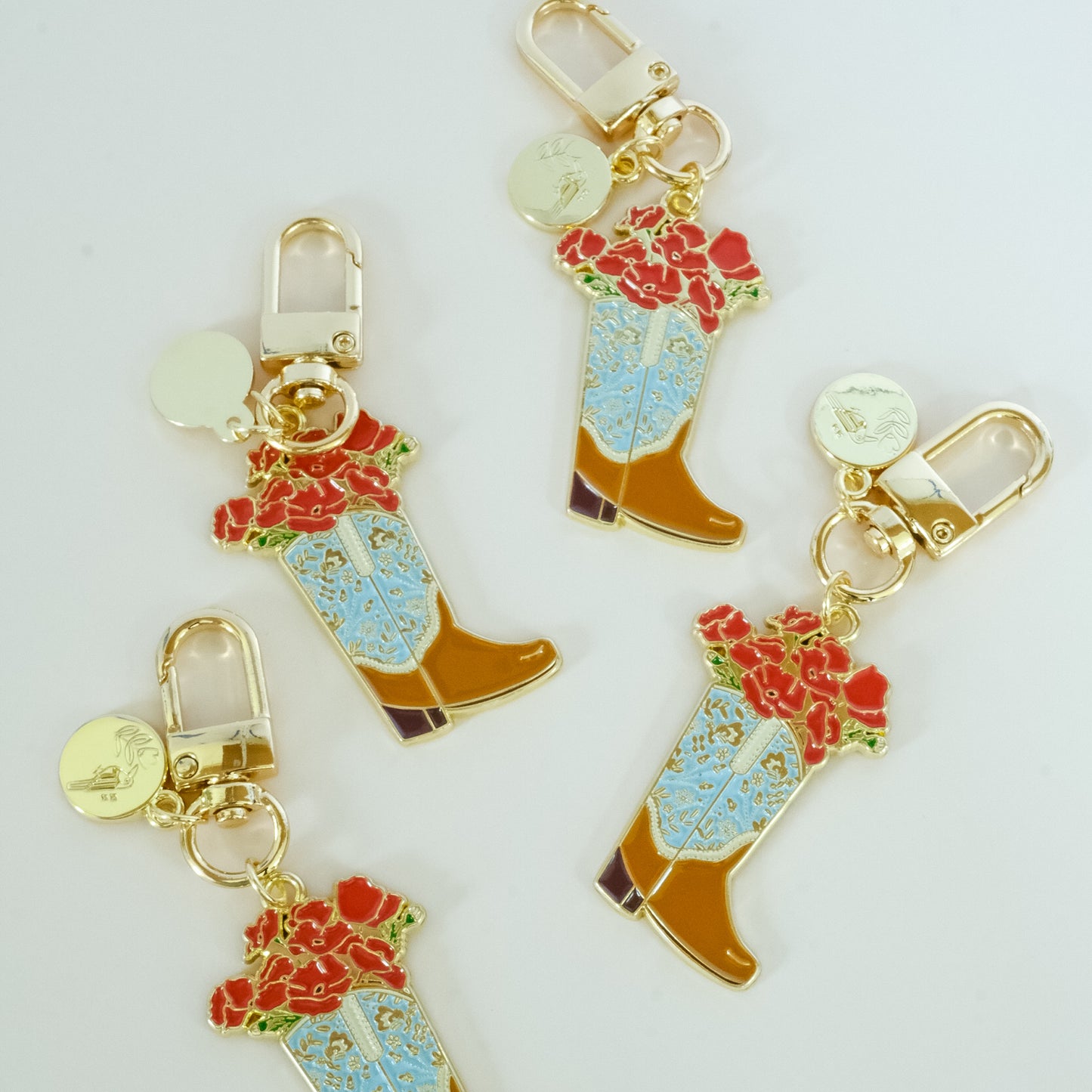 Poppy Cowgirl Boot Keychain – Texas Enamel Keychain