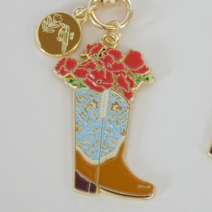 Poppy Cowgirl Boot Keychain – Texas Enamel Keychain