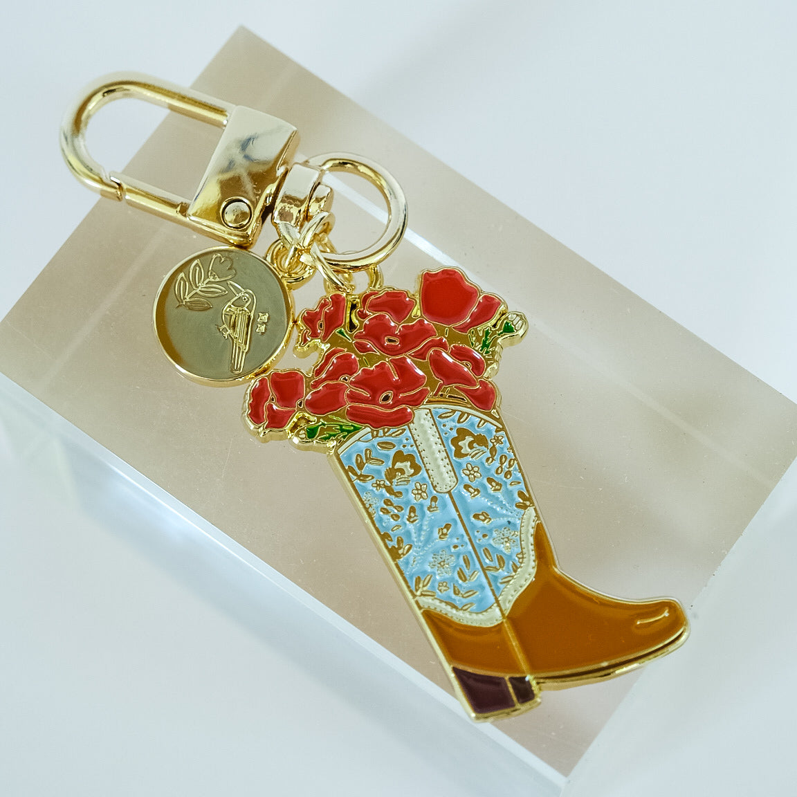 Poppy Cowgirl Boot Keychain – Texas Enamel Keychain