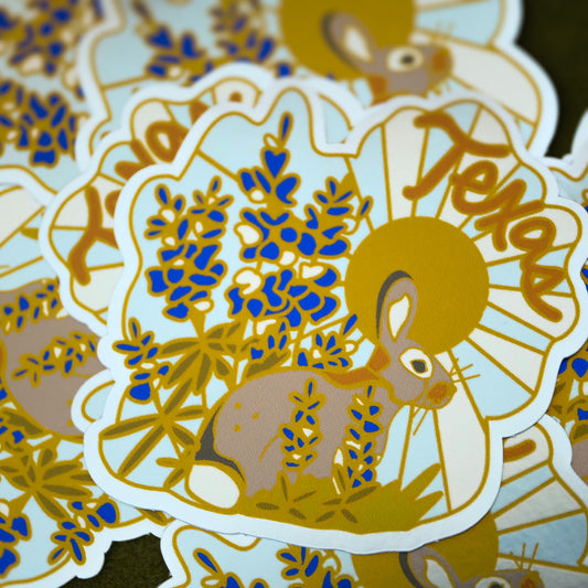 Texas Bluebonnet Bunny Vinyl Sticker