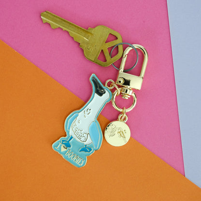 I Love Boobies Blue-Footed Booby Keychain