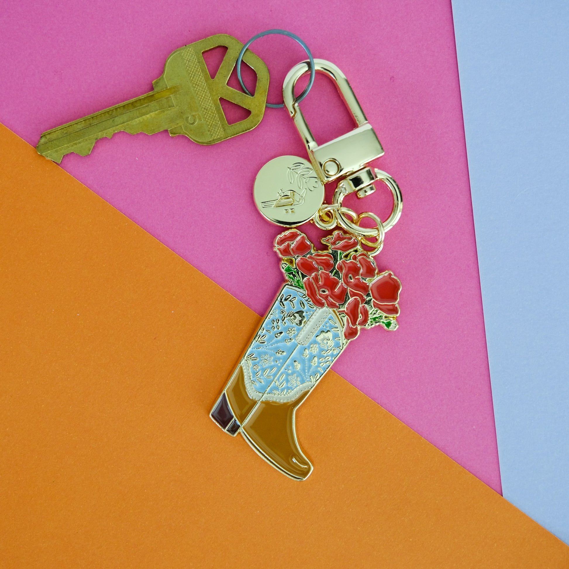 Poppy Cowgirl Boot Enamel Keychain product photo