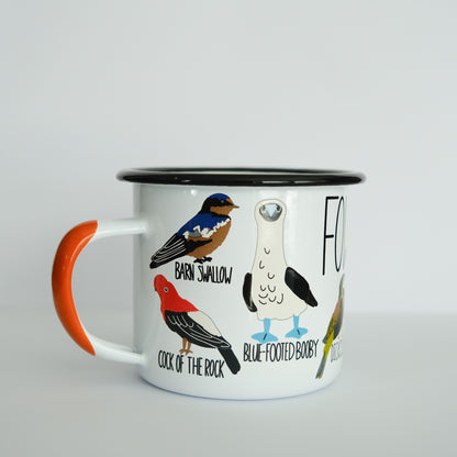 Fowl Language Camp Mug photographed on a white background