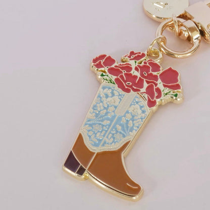 Poppy Cowgirl Boot Keychain – Texas Enamel Keychain