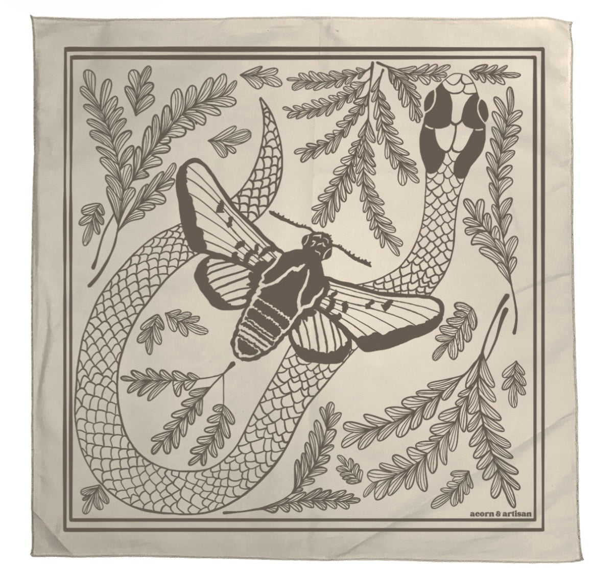 Snake in the Grass Moth Cotton Bandana