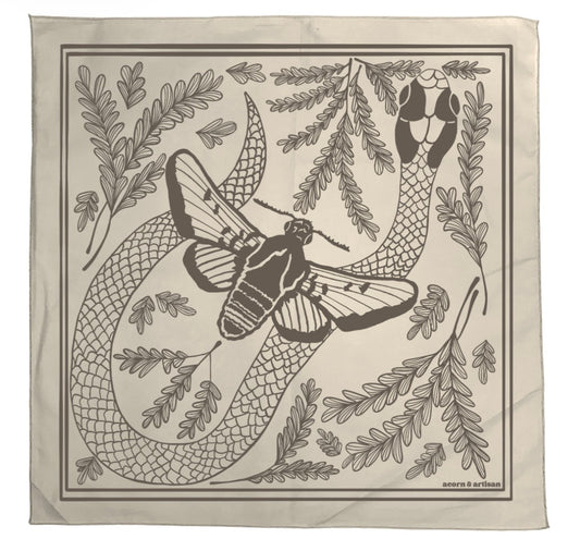 Snake in the Grass Moth Cotton Bandana