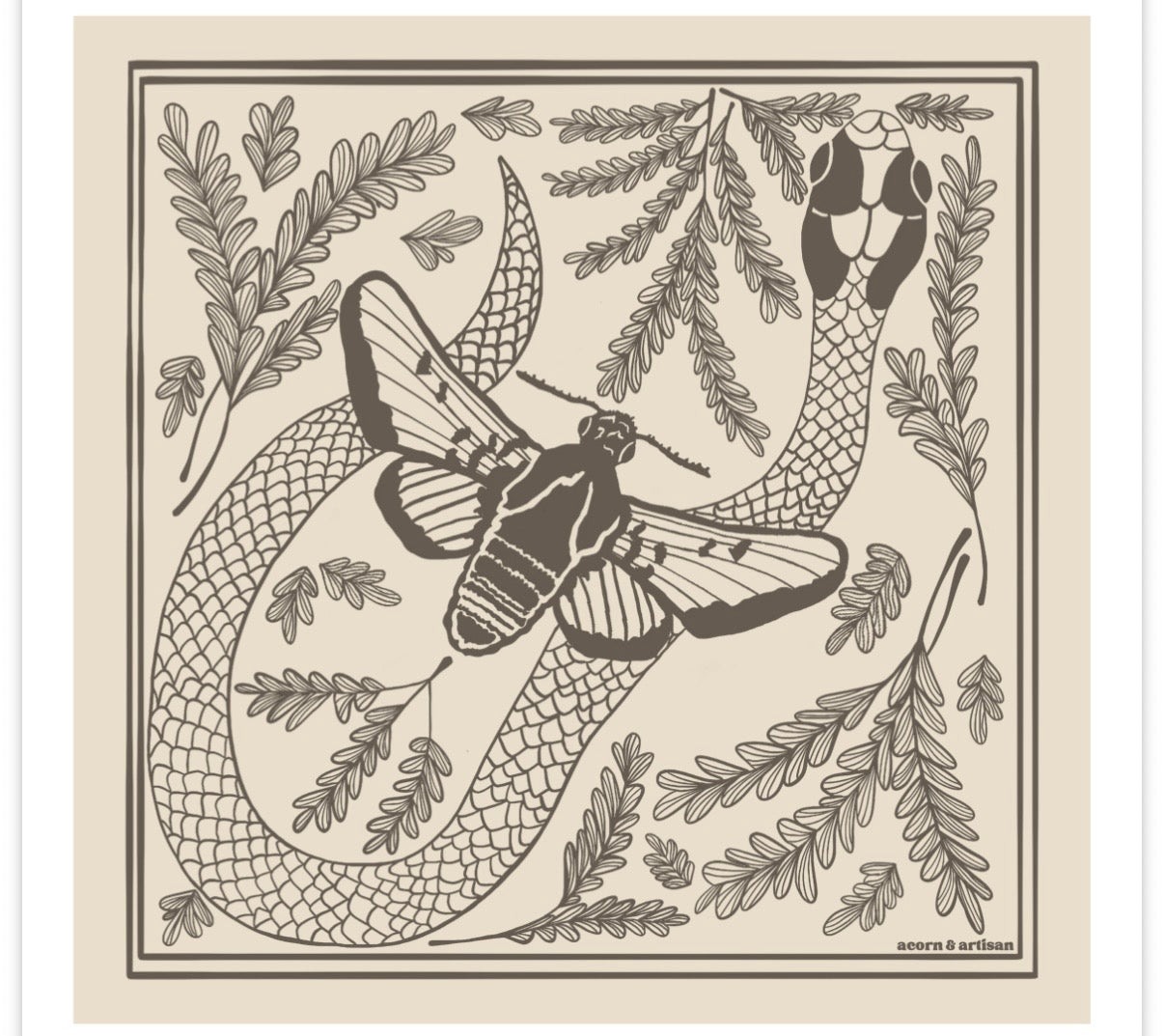 Snake in the Grass Moth Cotton Bandana