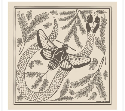 Snake in the Grass Moth Cotton Bandana