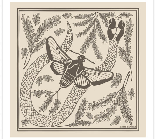 Snake in the Grass Moth Cotton Bandana