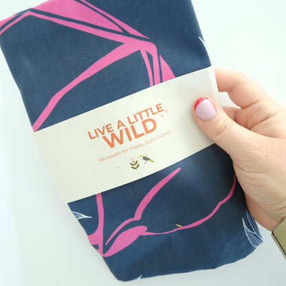 Midnight Pollinator Tea Towel with Acorn & Artisan retail packaging