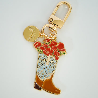 Poppy Cowgirl Boot Enamel Keychain product photo